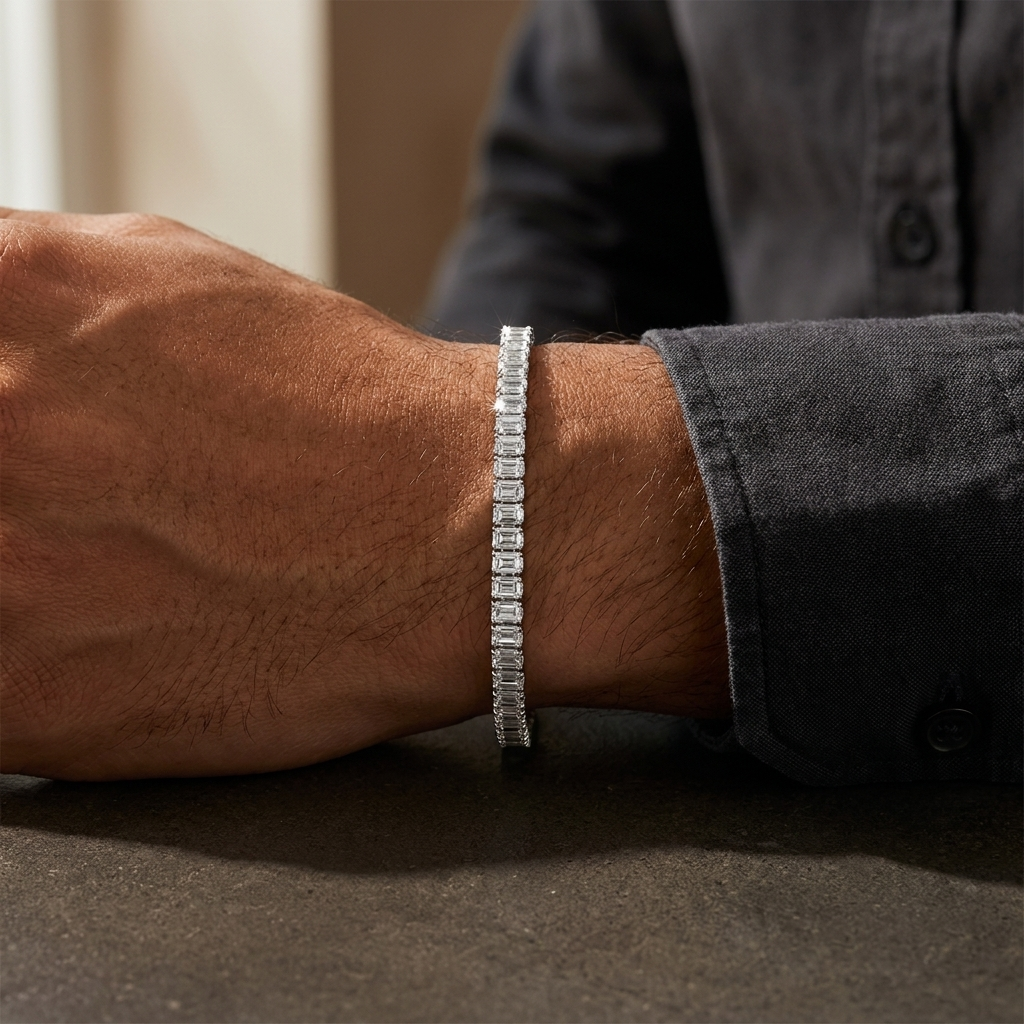 5ct Lab Grown Diamond Tennis Bracelet | Emerald Cut | IGI Certified VS | 7 Inch | Silver, 10K-18K Gold & Platinum | Draco Diamond