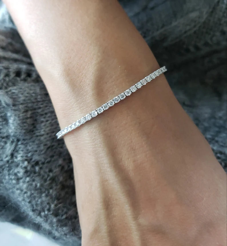 3.00ctw VS2+ Lab Diamond Tennis Bracelet in 14K White Gold on model | styled 14K white gold tennis bracelet