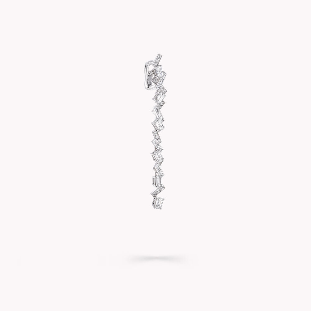 8ctw Lab Diamond Zig Zag Drop Earrings side profile | baguette cut cut lab diamond detail