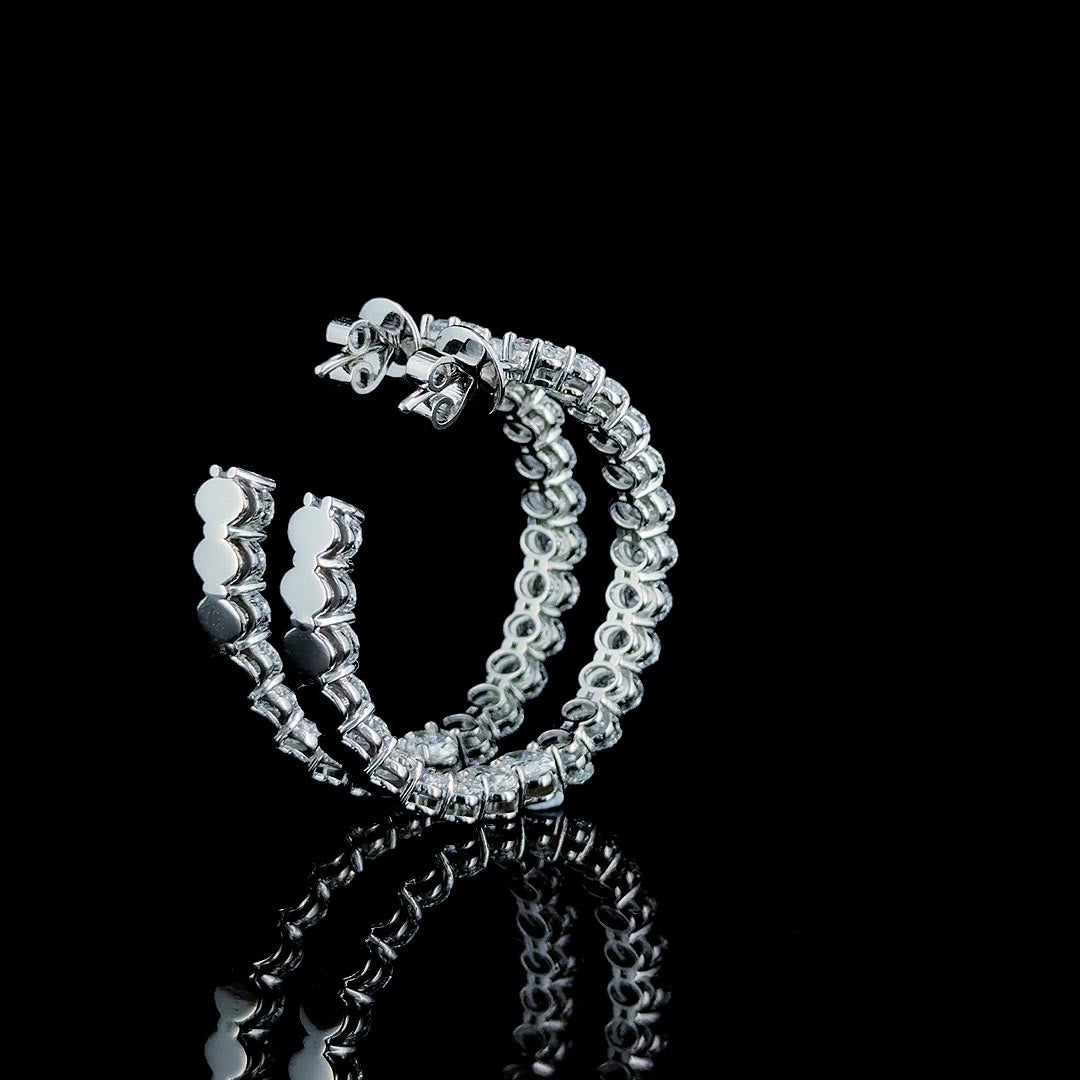 oval lab diamond inside out hoops angled view showing inner stones
