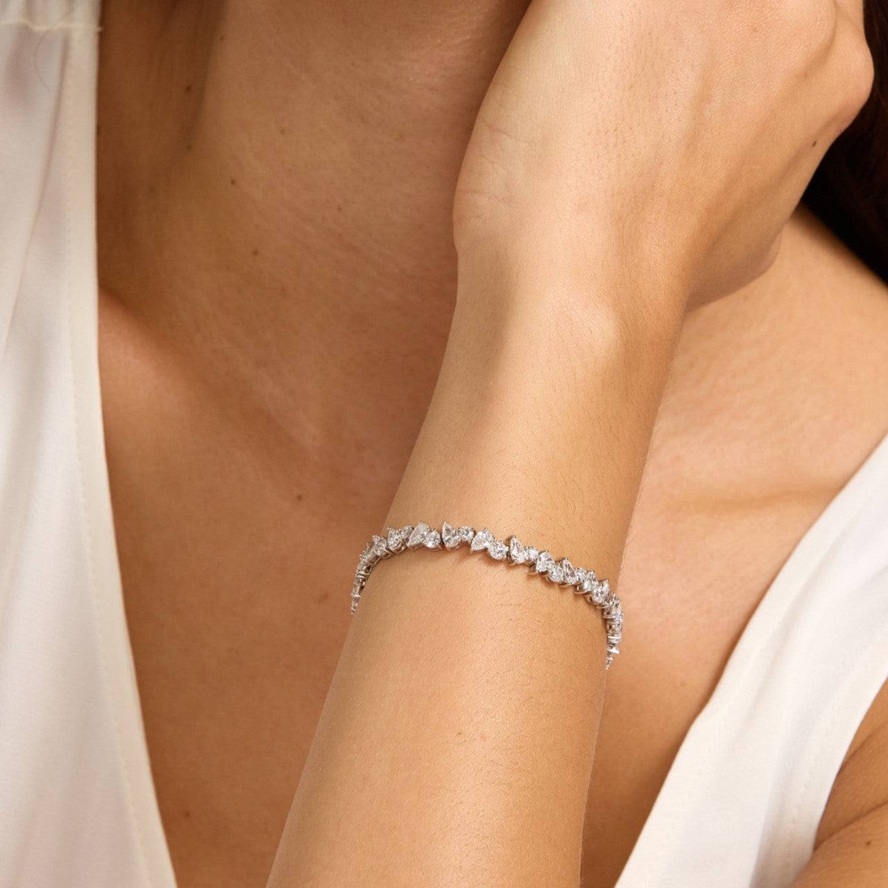 Astrielle Pear and Round Lab Diamond Tennis Bracelet