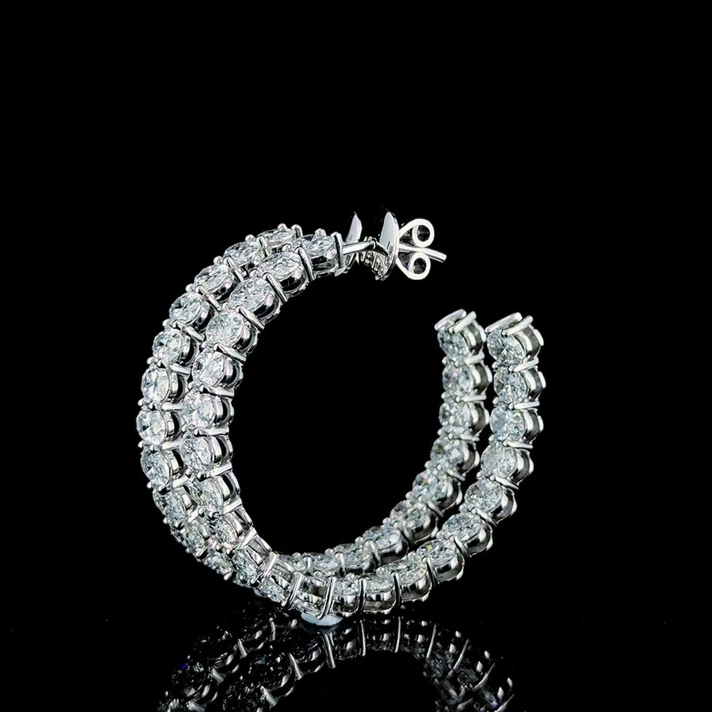 11ctw oval inside out lab grown diamond hoop earrings, front view