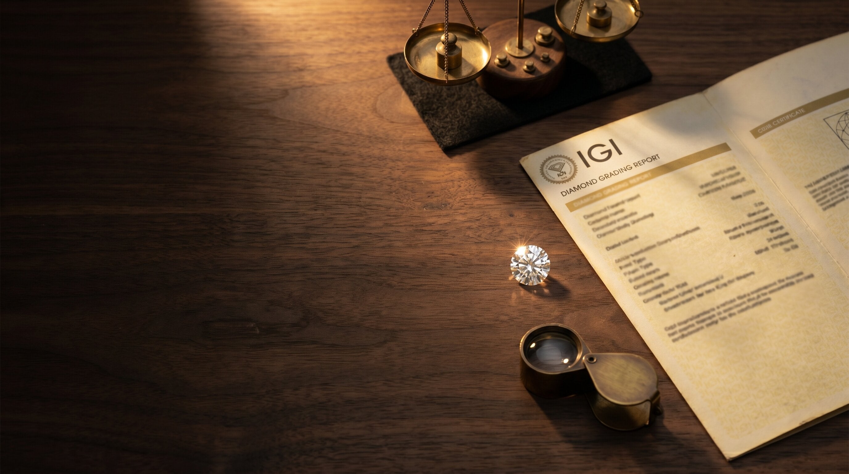 IGI certified lab diamond report and loupe, Draco Diamond