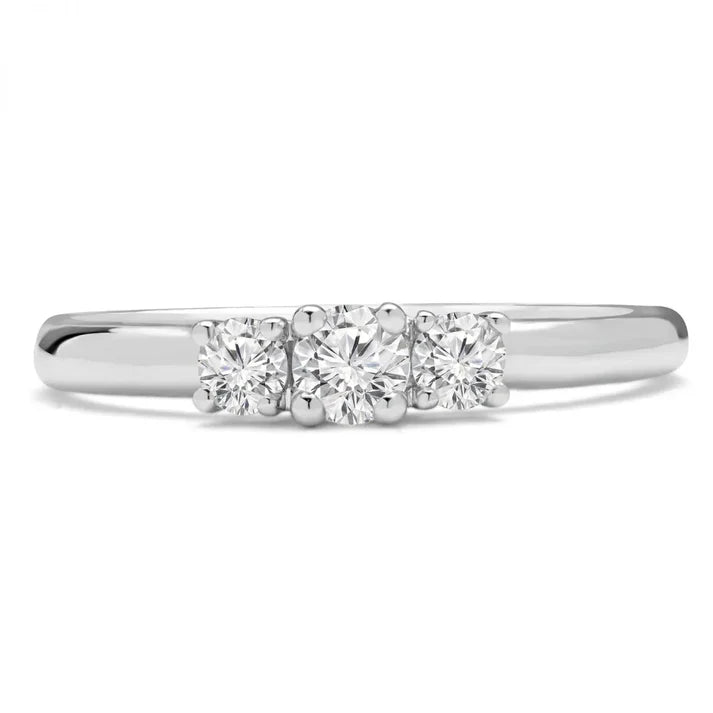 Women's 0.30ct Lab Diamond Trinity Engagement Ring on model | styled 10K white gold ring
