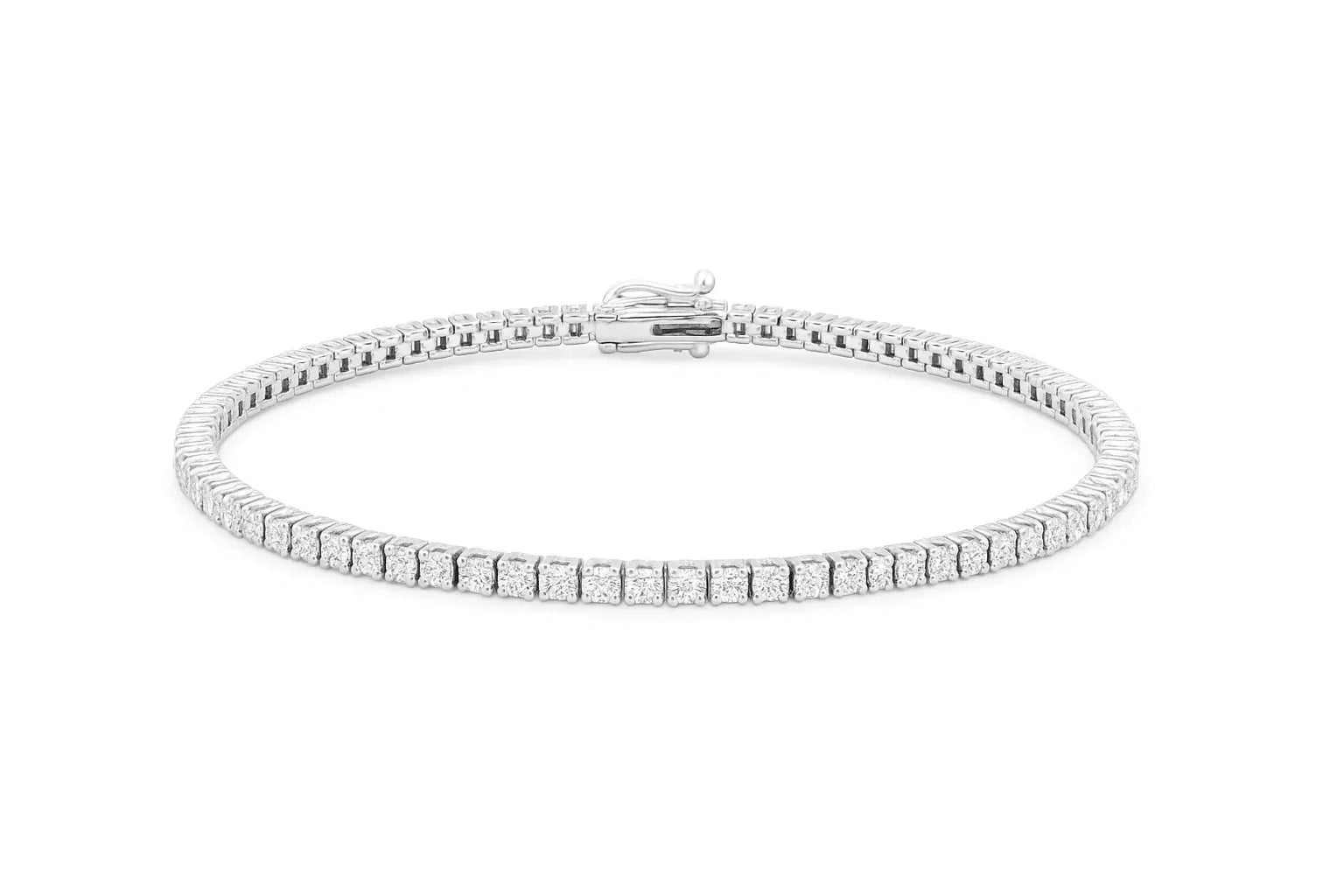3.00ctw VS2+ Lab Diamond Tennis Bracelet in 14K White Gold side profile | lab diamond detail