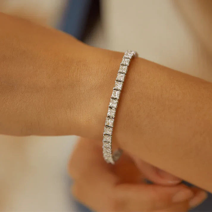 7.8ct Princess Cut Lab Diamond Tennis Bracelet | VS2+ | 10K White Gold | Draco Diamond