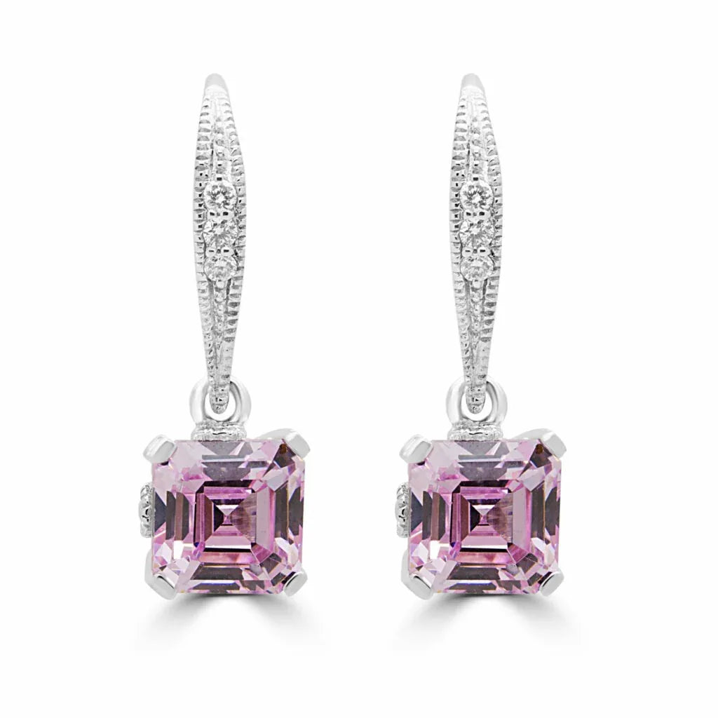 0.40ct Fancy Pink VS2+ Lab Diamond Drop Earrings in 14K White Gold | 14K white gold | IGI certified lab diamond