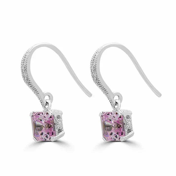 0.40ct Fancy Pink VS2+ Lab Diamond Drop Earrings in 14K White Gold side profile | lab diamond detail