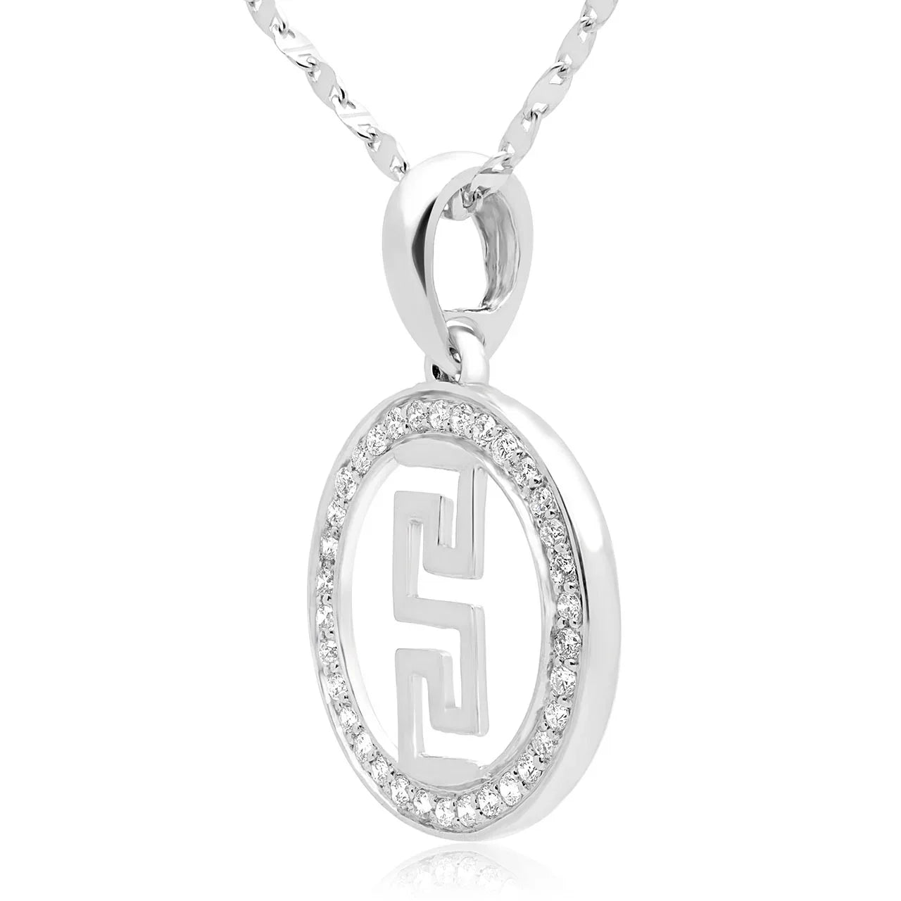 0.20ct Greek Key Lab Diamond Pendant side profile | lab diamond detail