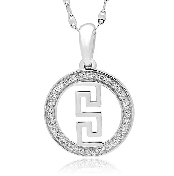 0.20ct Greek Key Lab Diamond Pendant | 10K yellow gold | IGI certified lab diamond