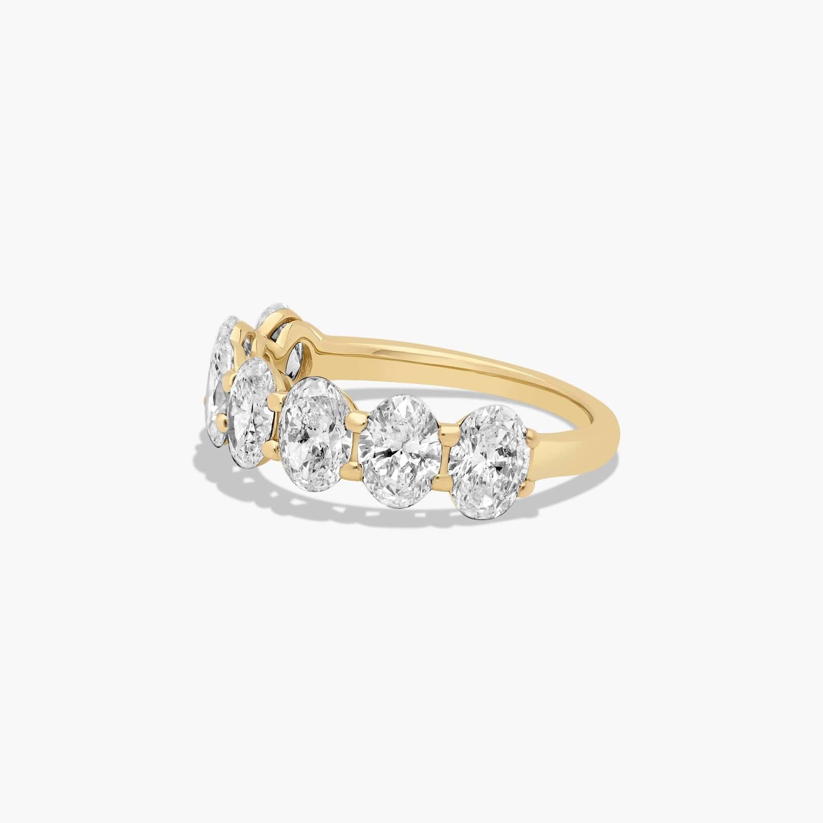 Women's 3.5ct Seven Stone Oval Cut Anniversary Ring side profile, oval cut lab diamond detail