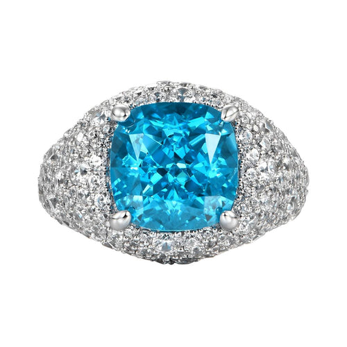 9.03ct Lab Grown Diamond Ring | Cushion Blue Pavé | IGI Certified VS1 | Silver, 10K-18K Gold & Platinum | Draco Diamond by Draco Diamond