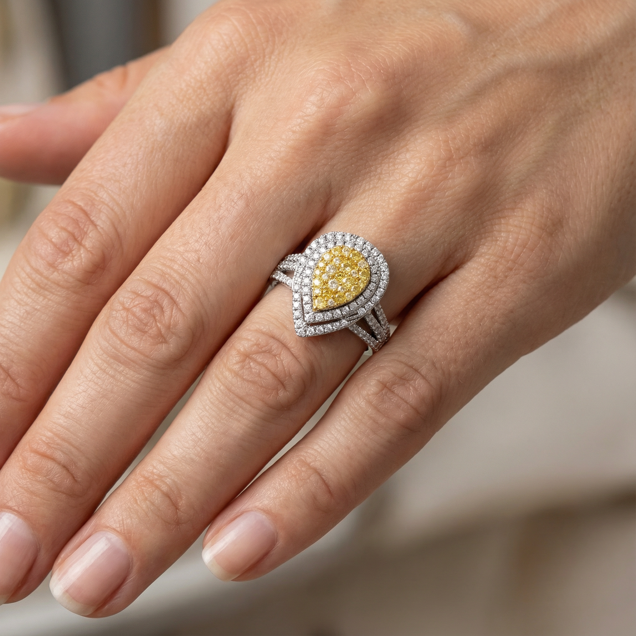 1.2ct Lab Grown Yellow Diamond Fashion Ring packaging, Draco Diamond fine jewelry