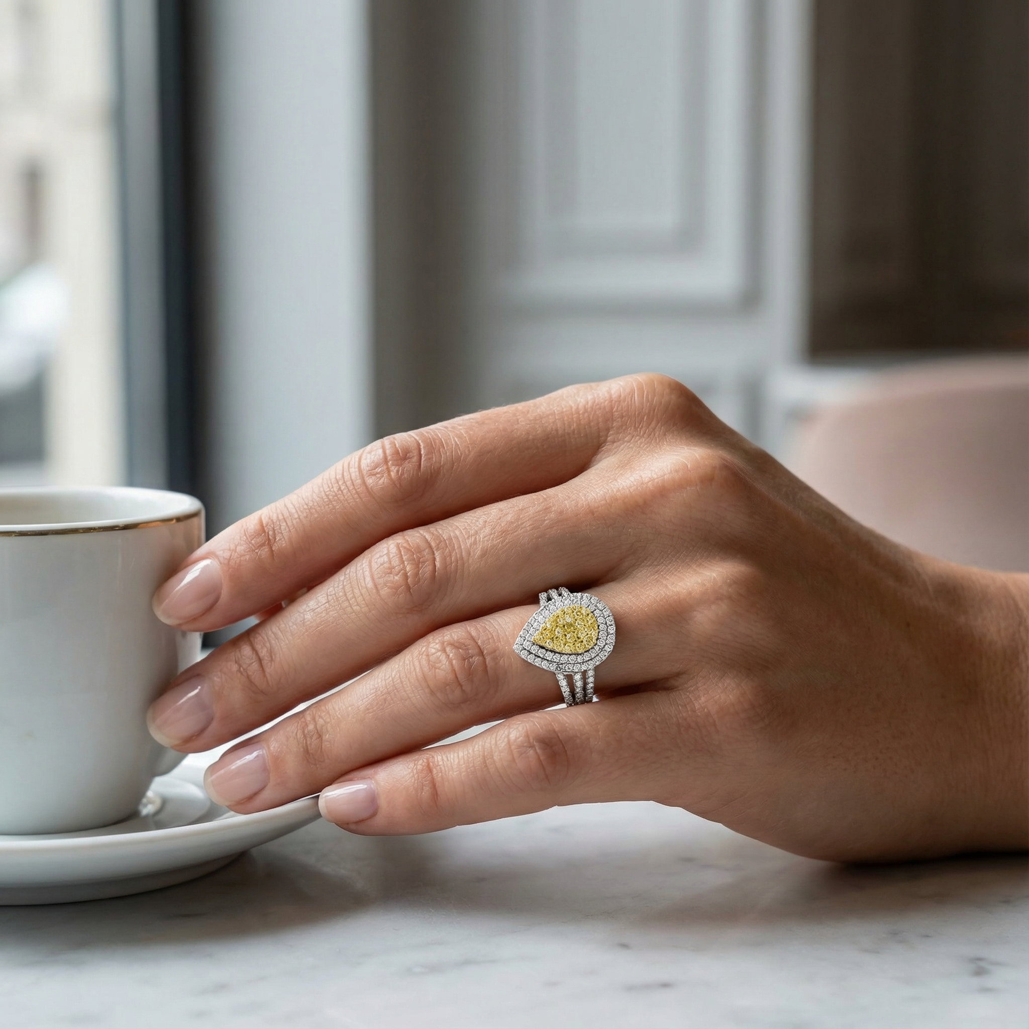 1.2ct lab diamond ring clasp and setting detail, 10K yellow gold