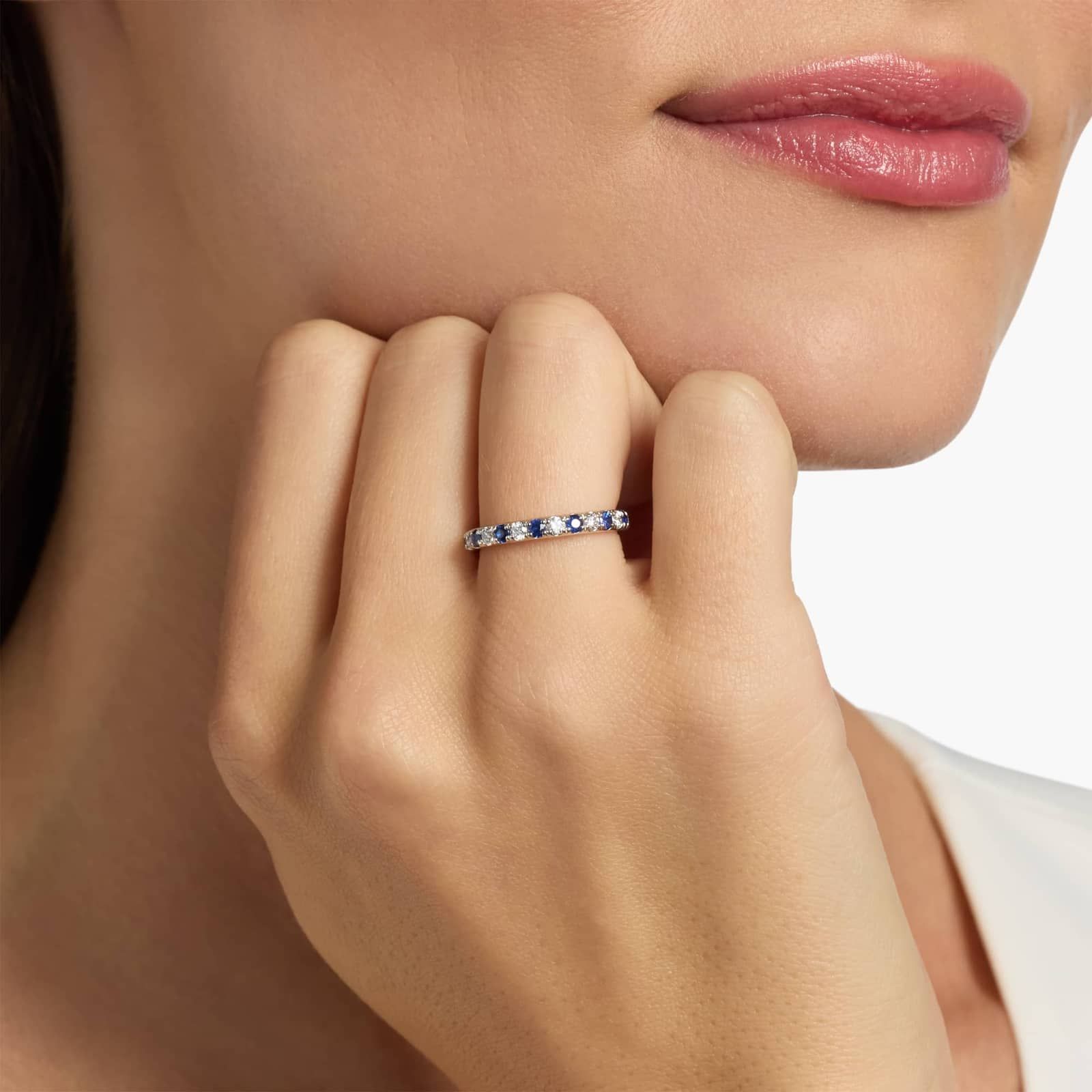 Women's Sapphire & Diamond Pavé Eternity Ring | 2.7ct TW | 10-18K