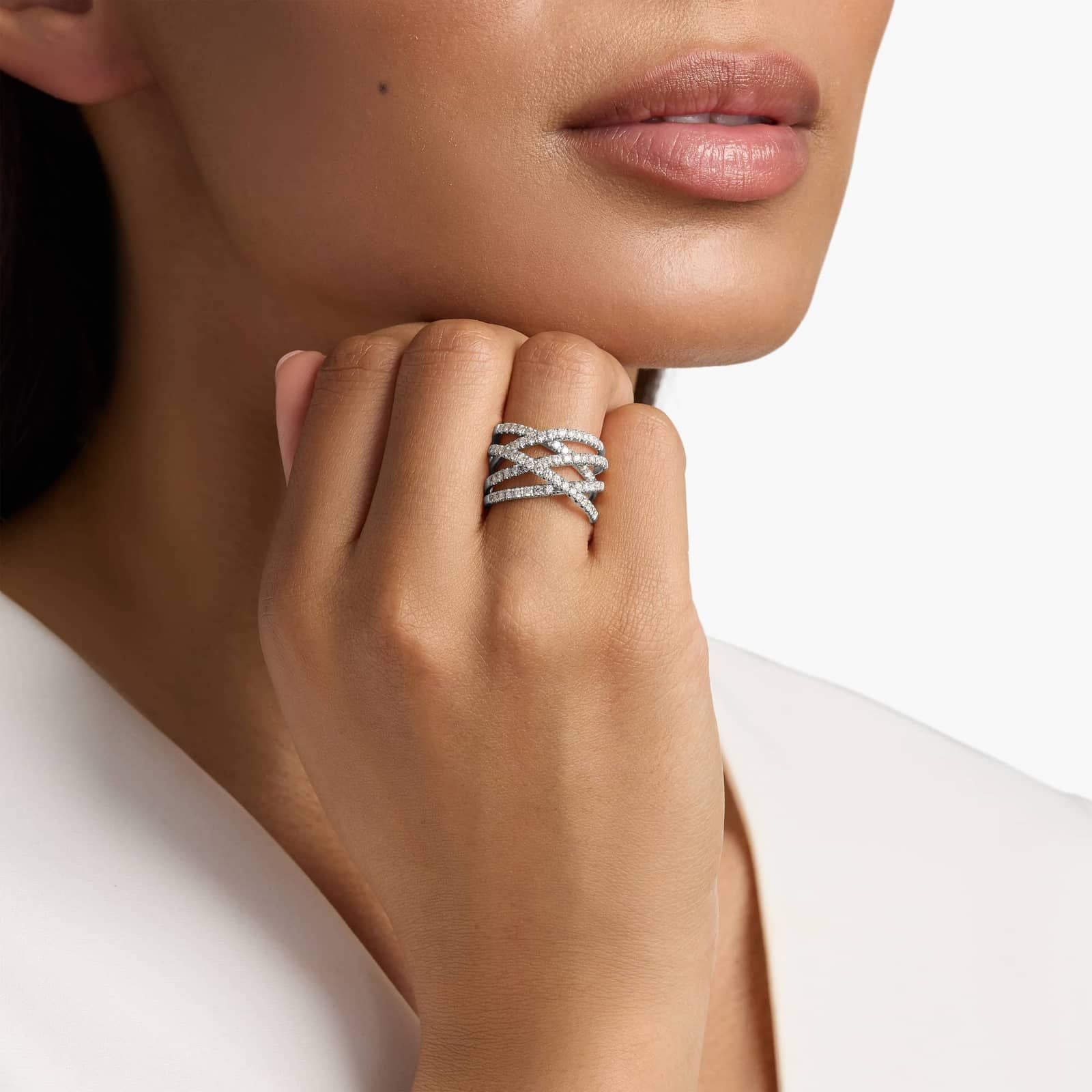 Women's Diamond Crossover Wrap Ring | 2ct TW | 10-18K