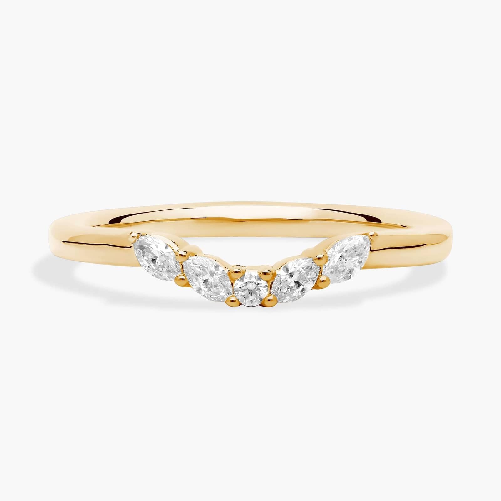 Women's 0.12ct Curved Floral Marquise Diamond Ring | 10K gold | IGI certified lab diamond