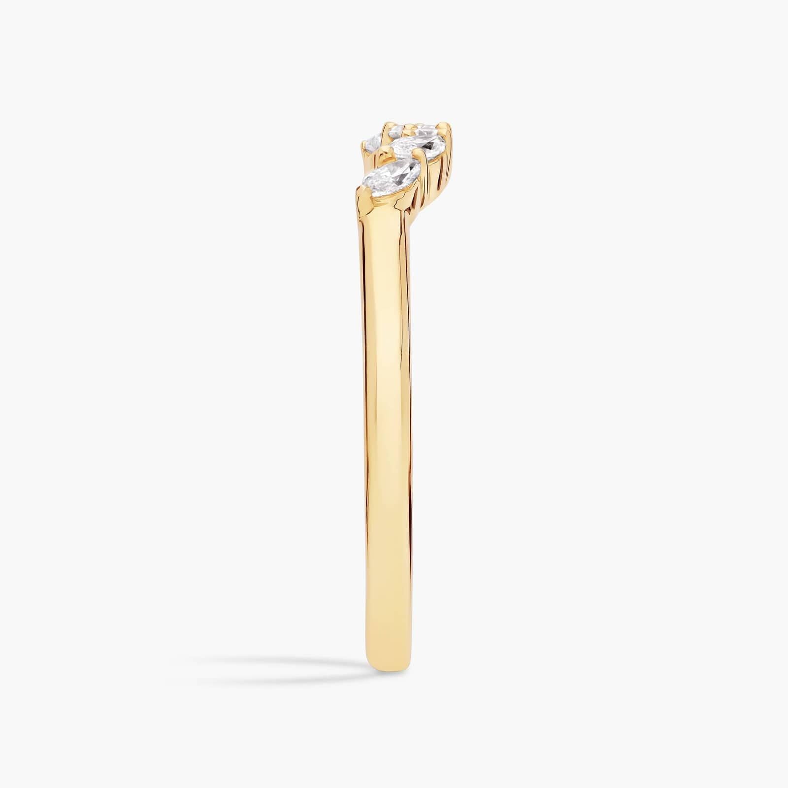 Women's 0.12ct Curved Floral Marquise Diamond Ring on model | styled 10K gold ring