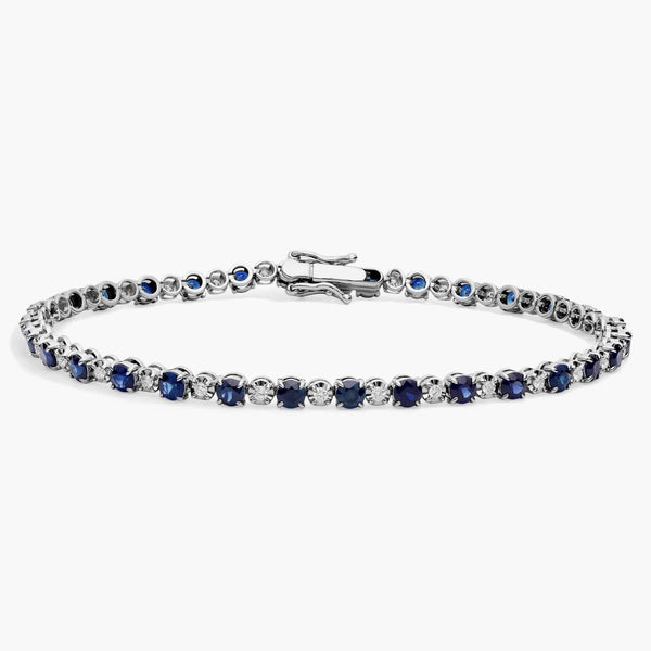 Sapphire and lab diamond tennis bracelet, 6ct total weight