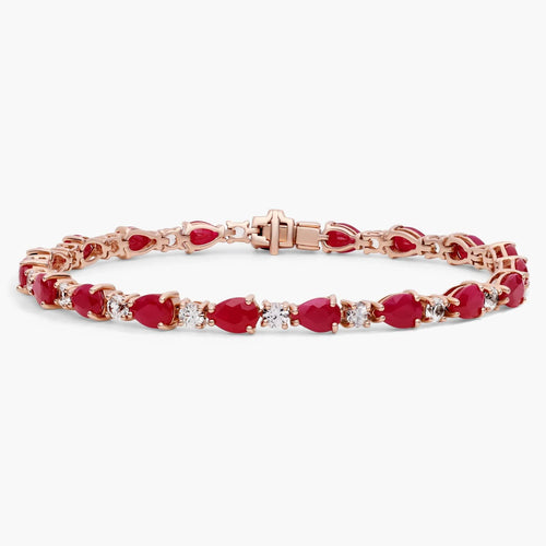 Ruby & Diamond Tennis Bracelet | 14ct TW | 10-18K Gold by Draco Diamond