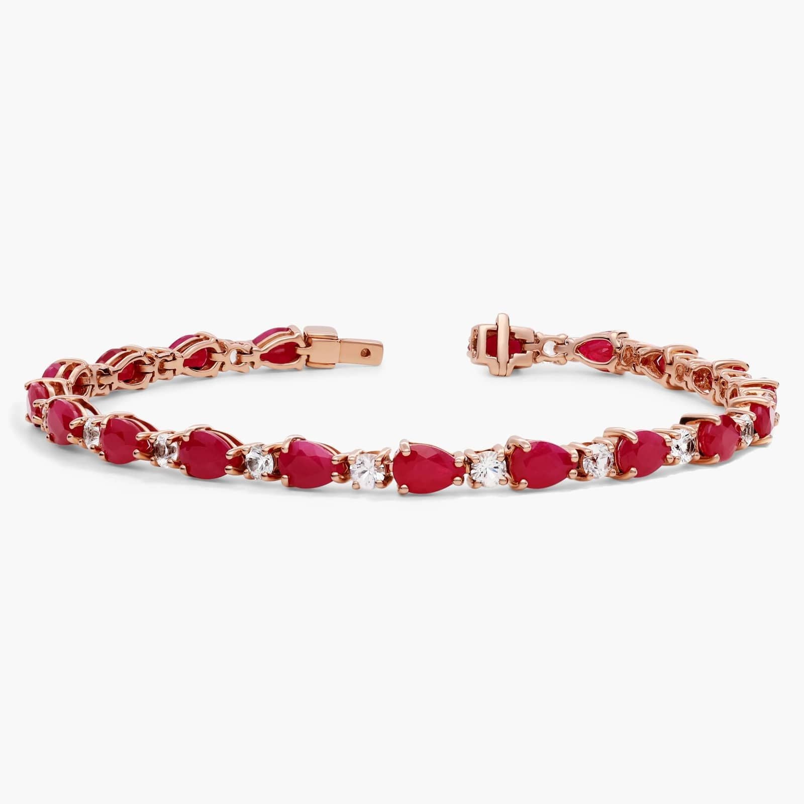 Ruby & Diamond Tennis Bracelet | 14ct TW | 10-18K Gold