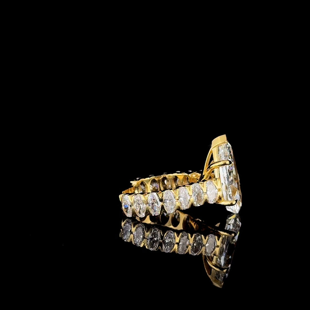 7 carat pear cut lab diamond engagement ring three quarter view