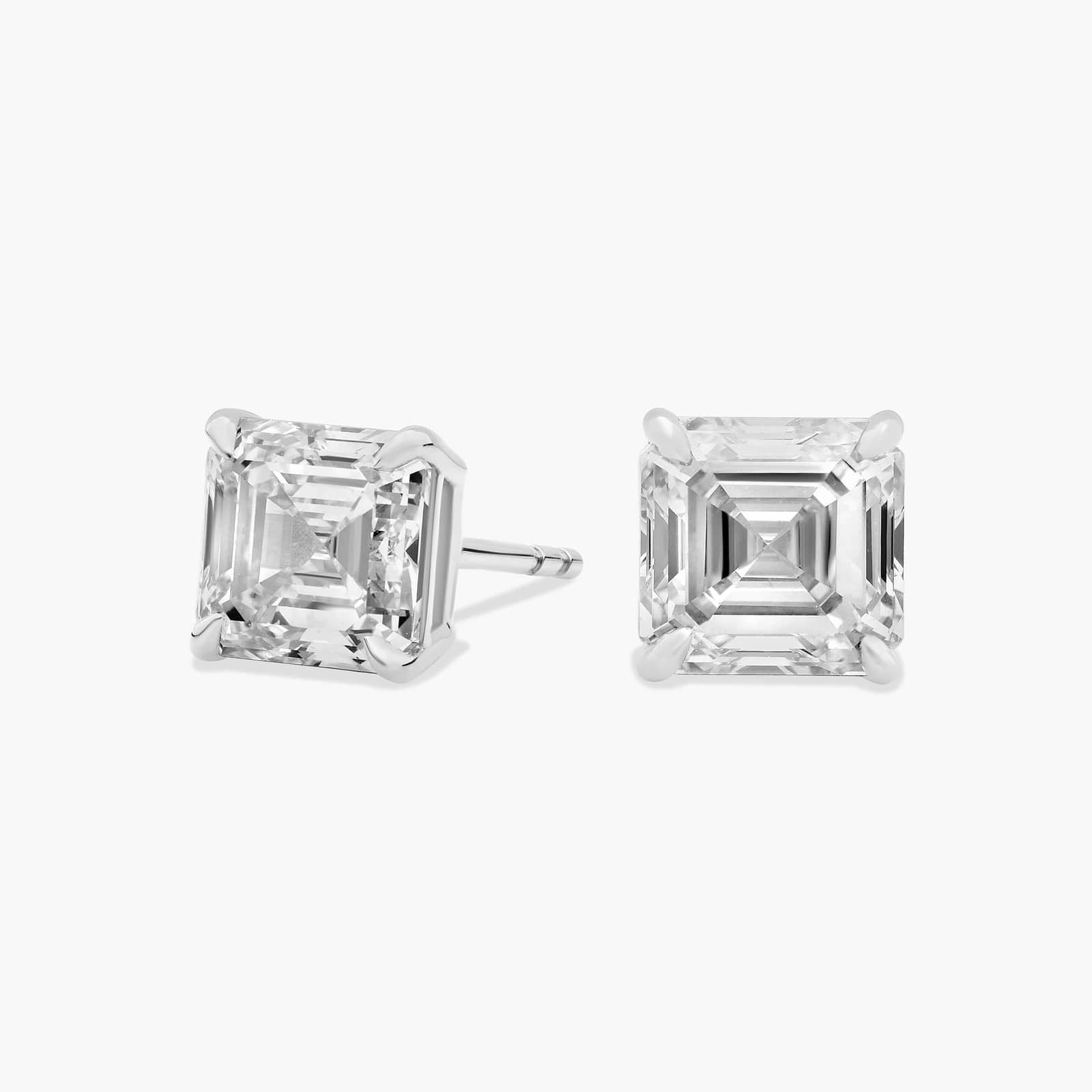 Asscher Cut Lab Diamond Stud Earrings | 3ct TW | 10-18K Gold