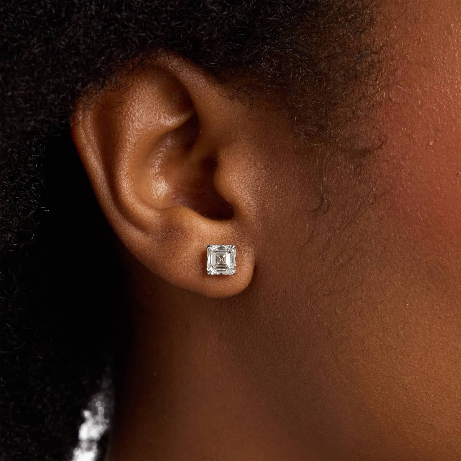 Asscher Cut Lab Diamond Stud Earrings | 3ct TW | 10-18K Gold