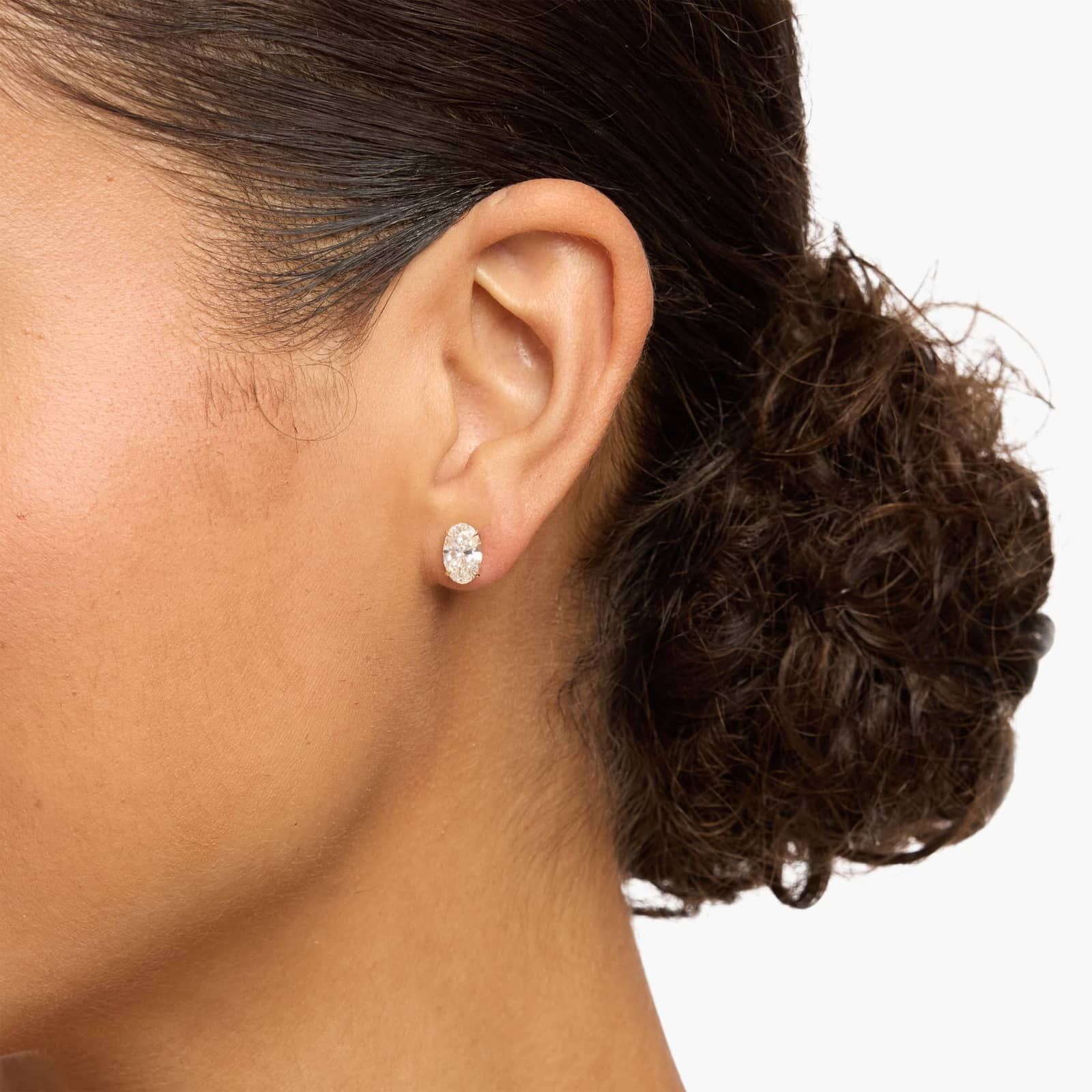 Oval Cut Lab Diamond Stud Earrings | 2ct TW | 10-18K Gold