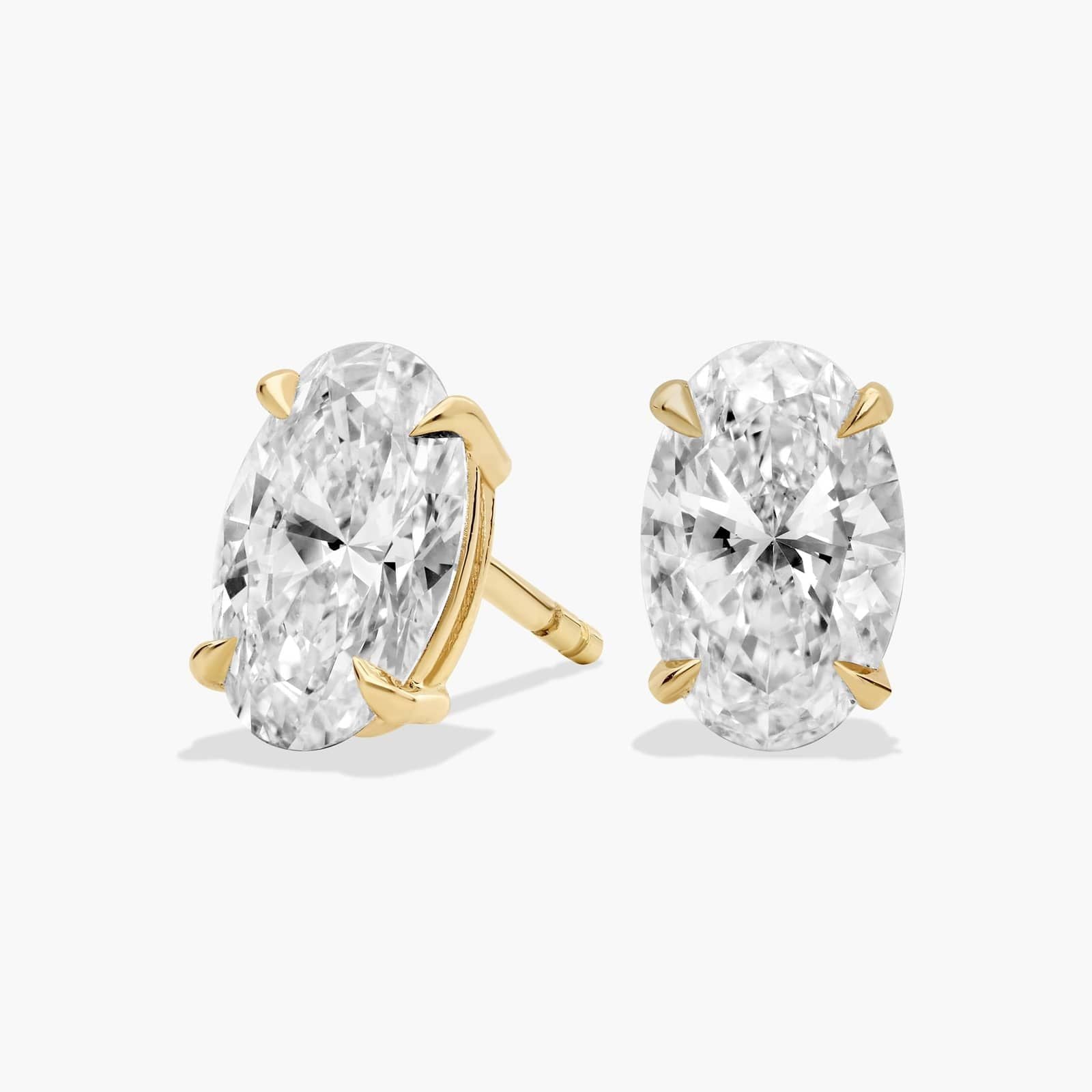 Oval Cut Lab Diamond Stud Earrings | 2ct TW | 10-18K Gold