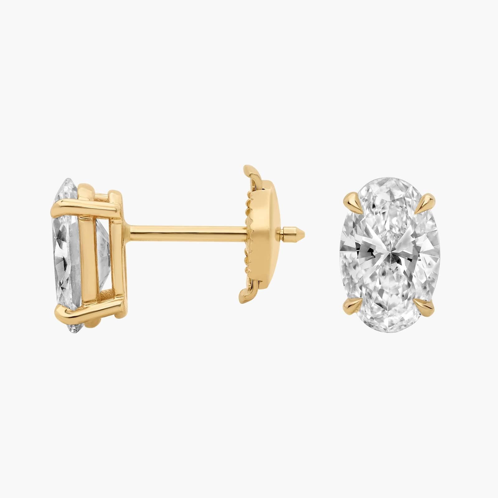 Oval Cut Lab Diamond Stud Earrings | 2ct TW | 10-18K Gold