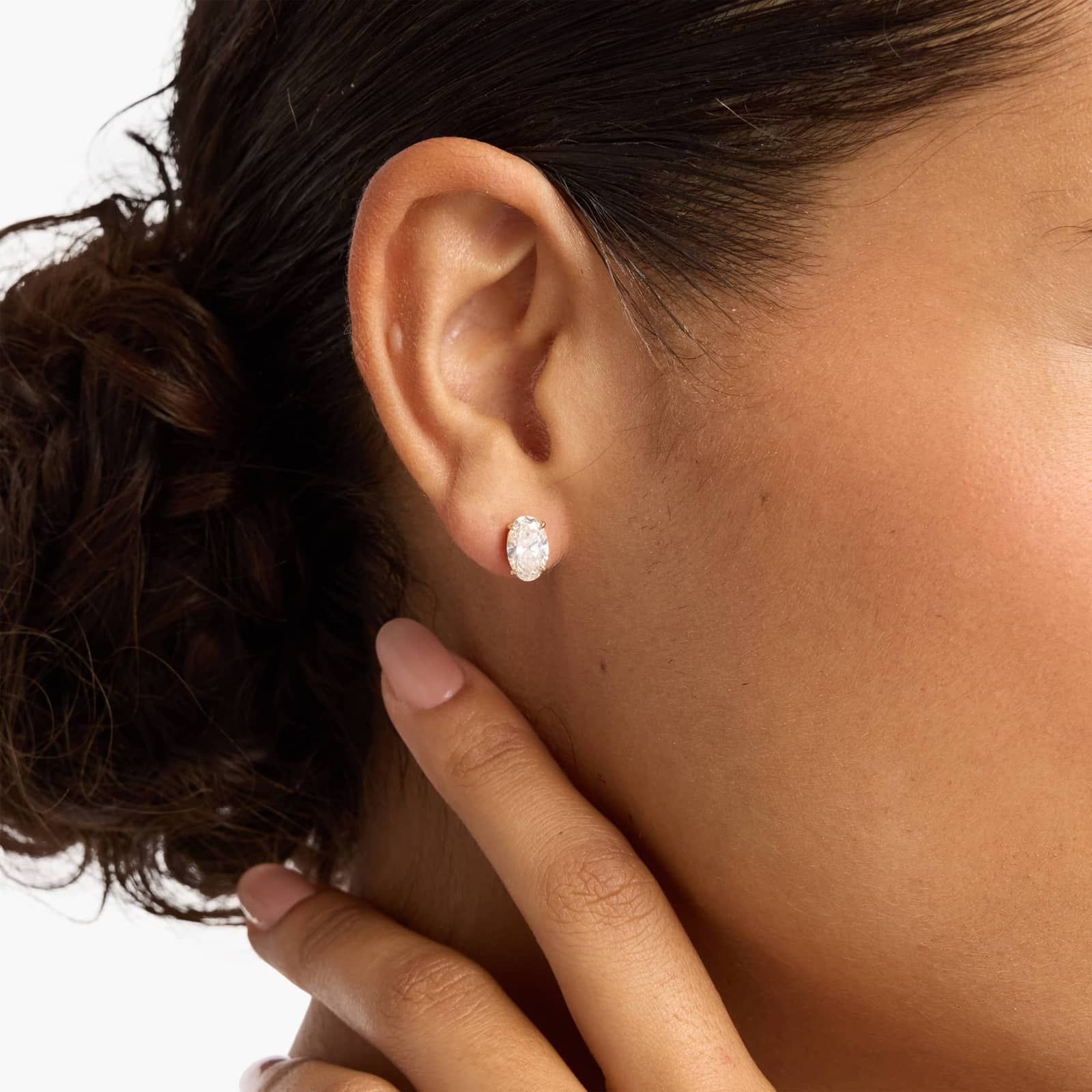 Oval Cut Lab Diamond Stud Earrings | 2ct TW | 10-18K Gold