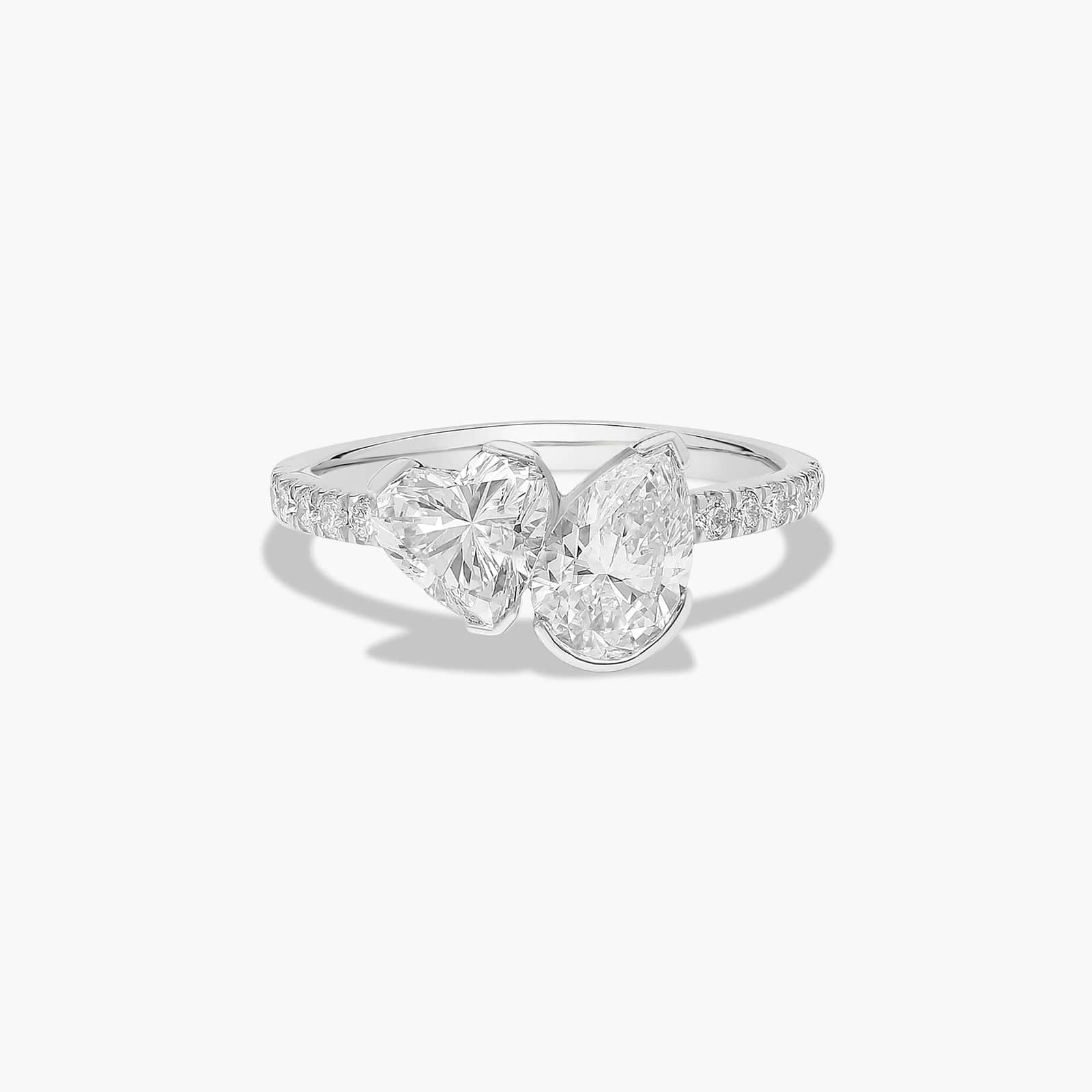Women's 2.25ct Toi et Moi Pear & Heart Pavé Diamond Ring | 10K Gold | Draco Diamond