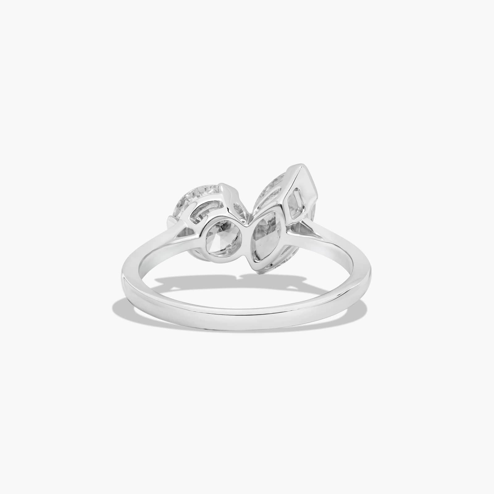 Women's 2ct Toi et Moi Pear & Round Diamond Bypass Ring side profile, pear cut lab diamond detail