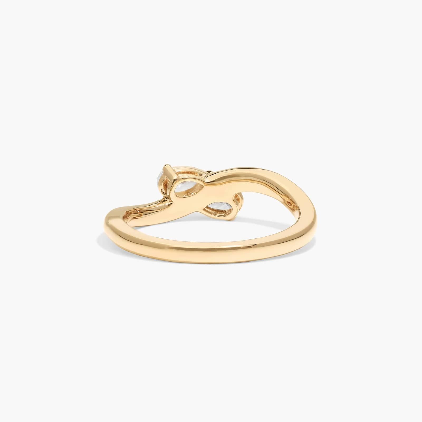 Women's Two Stone Pear Diamond Ring side profile, pear cut lab diamond detail