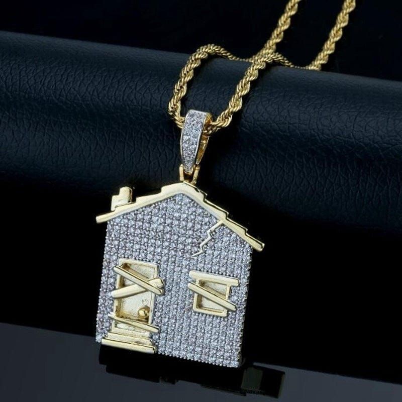 4ct Lab Diamond Bando House Pendant | IGI Certified VS | 10K White Gold