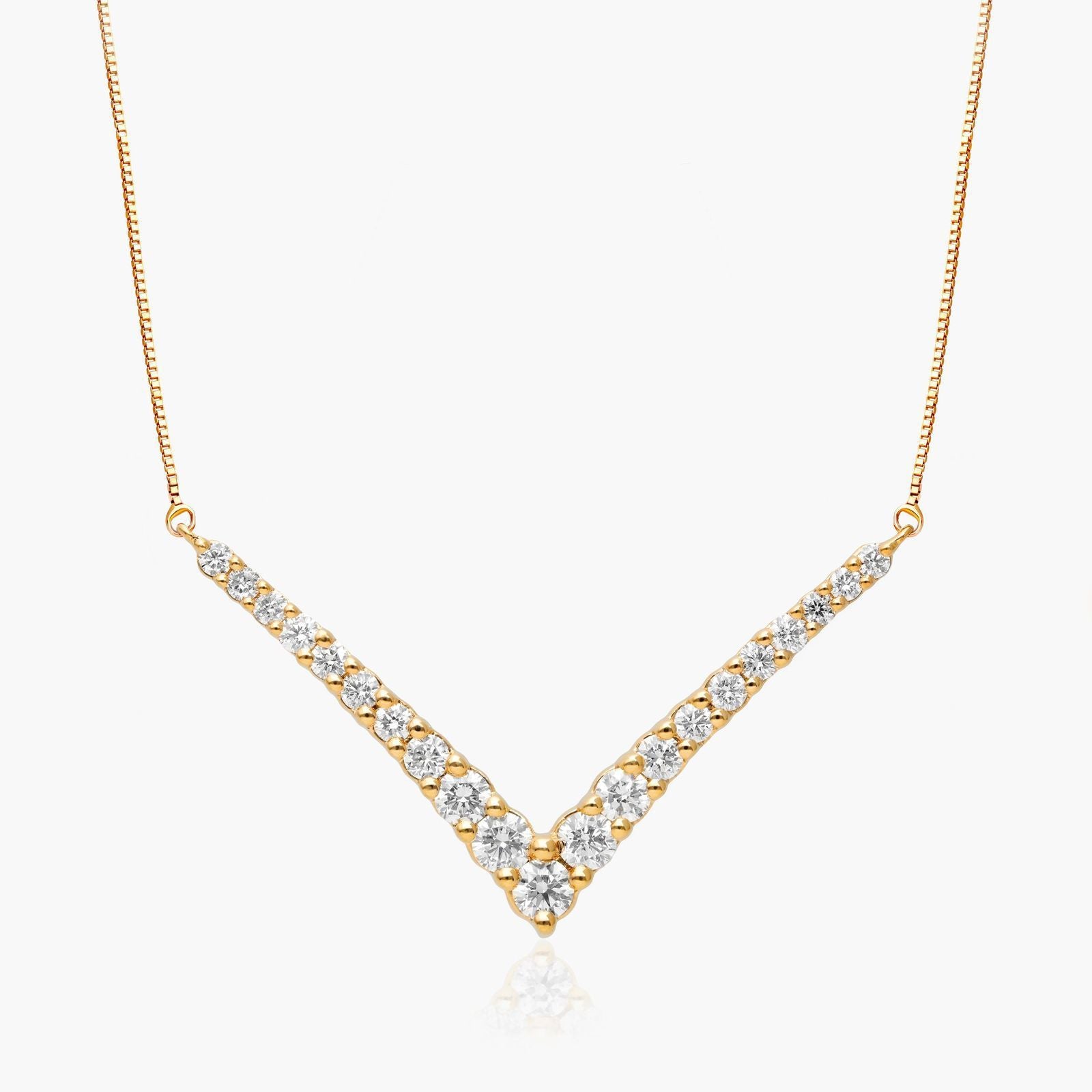 5ct Lab Diamond V Necklace | 10K yellow gold | IDGL certified lab diamond