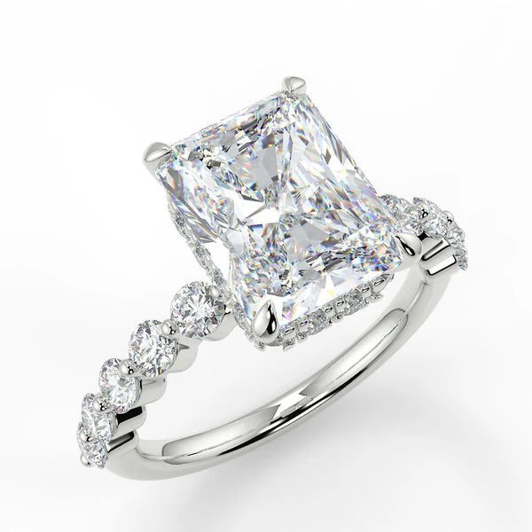 2.5ct Elongated Radiant Lab Diamond Engagement Ring | 10K gold | IGI certified lab diamond