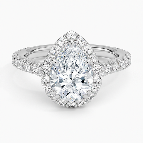 2.5ct Lab Diamond Halo Ring | Pear Cut | Silver, 10K-18K Gold & Platinum | Draco Diamond by Draco Diamond