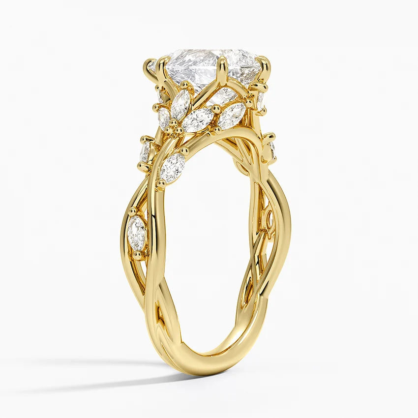 2ct Lab Diamond Ring side profile | pear cut cut lab diamond detail