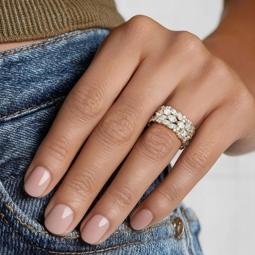 Lab diamond marquise band anniversary ring, 5.62ct