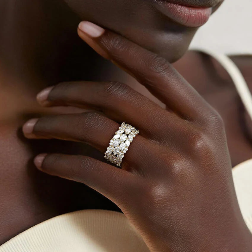 Lab diamond marquise band anniversary ring, 5.62ct