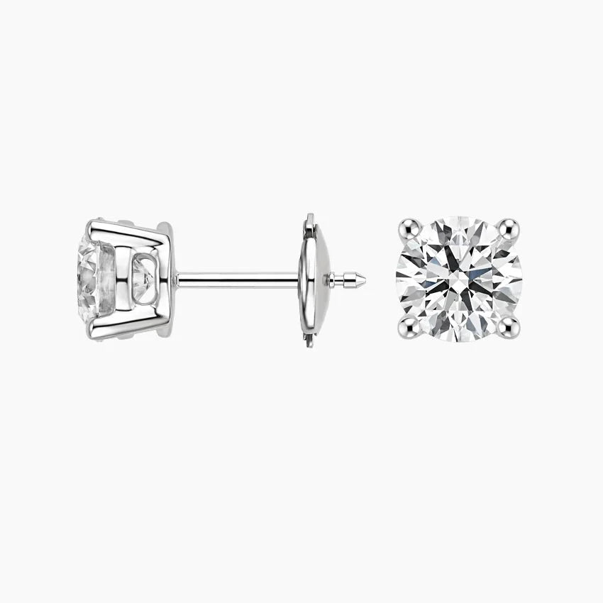 1ctw Lab Diamond Stud Earrings side profile | lab diamond detail