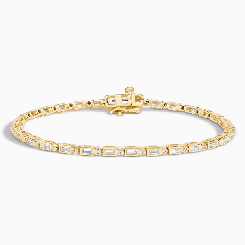 Vanté Baguette and Round Diamond Bezel Tennis Bracelet