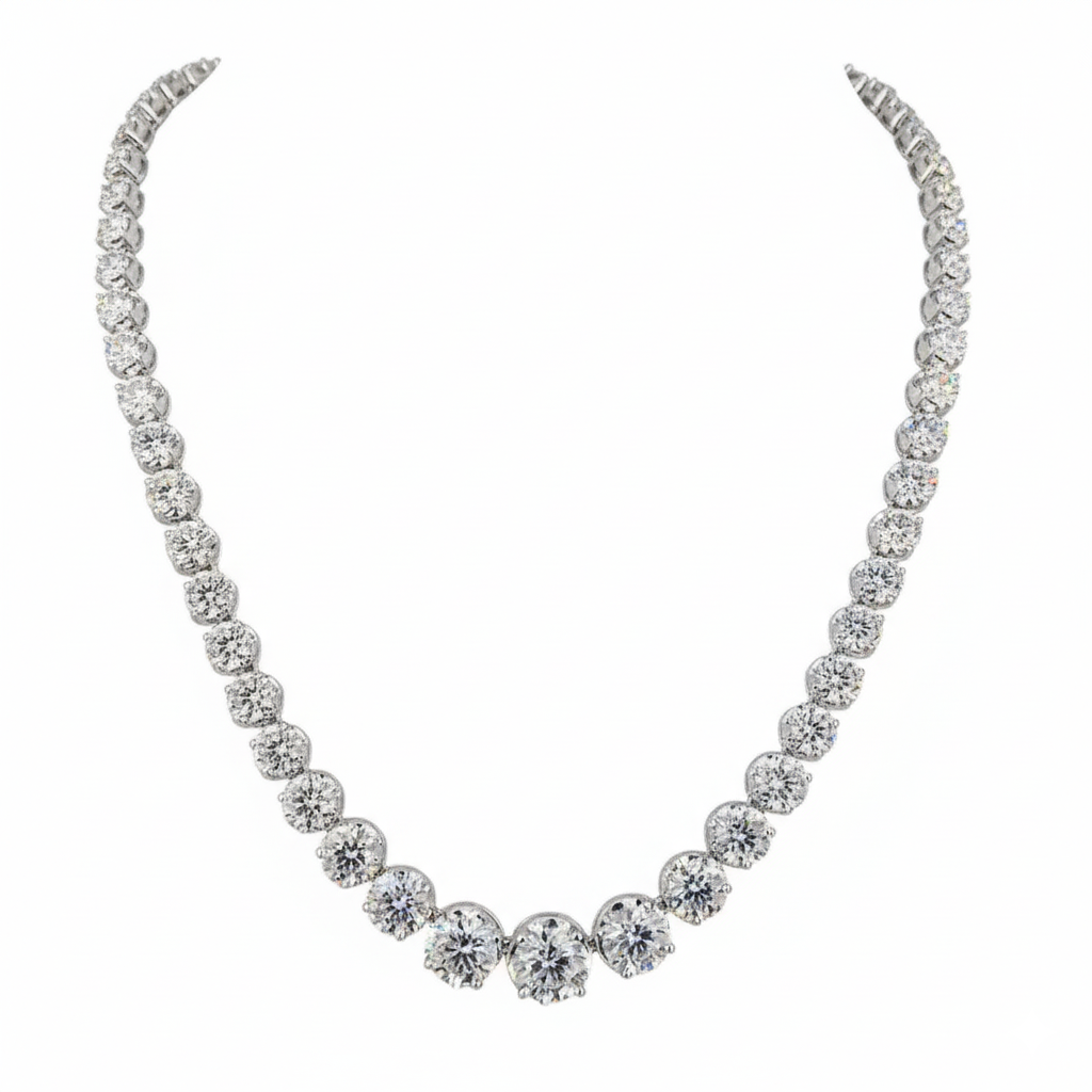 50ct Lab Diamond Tennis Necklace | 10K white gold | IGI certified lab diamond