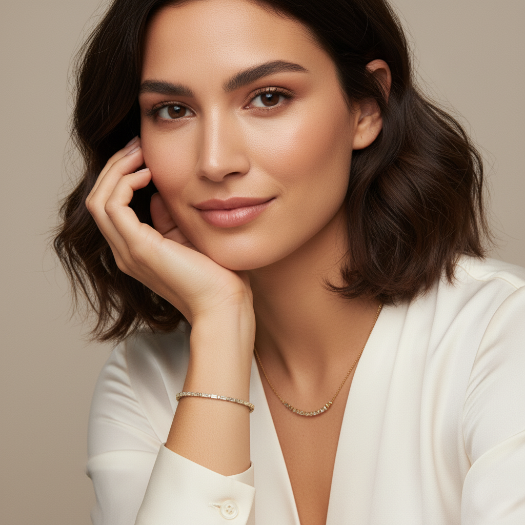 Vanté Baguette and Round Diamond Bezel Tennis Bracelet