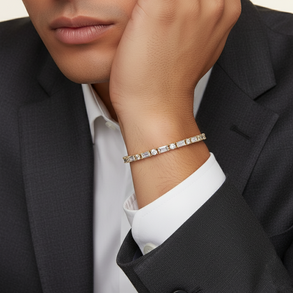 Regenta Baguette and Round Lab Diamond Tennis Bracelet