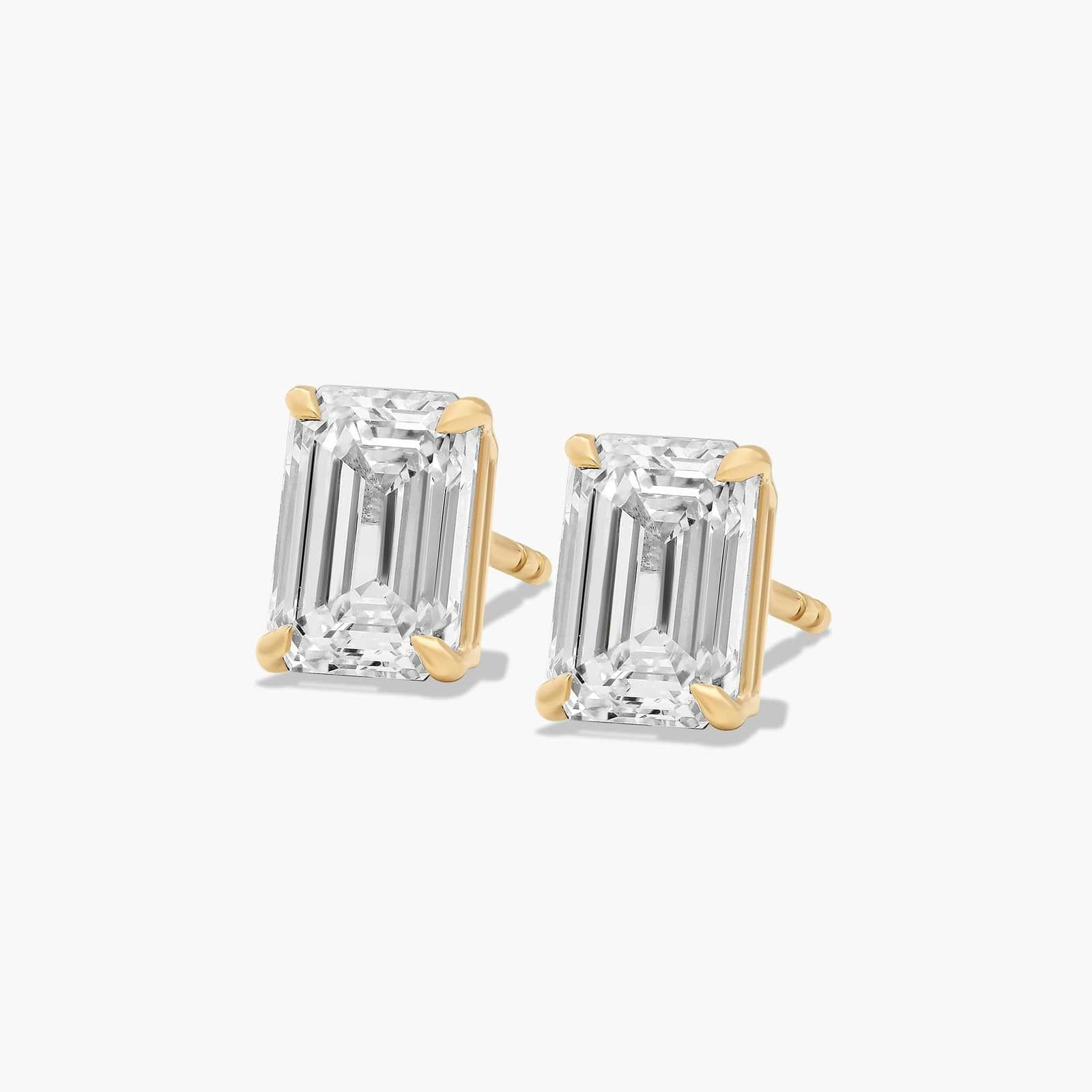 1ctw Lab Diamond Earrings side profile | emerald cut cut lab diamond detail