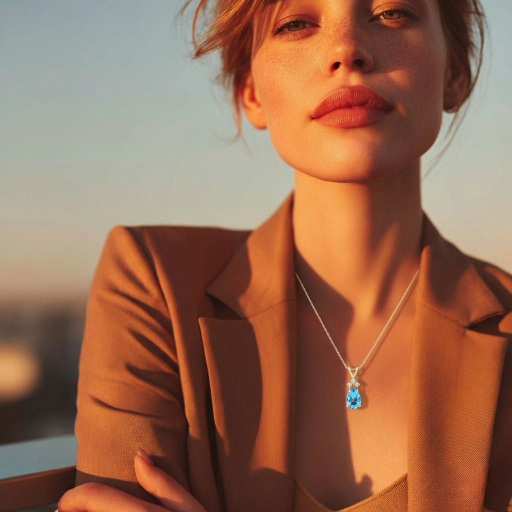 2.3ct Lab Diamond Pendant | Fancy Vivid Blue Center | IGI Certified | 10K White Gold