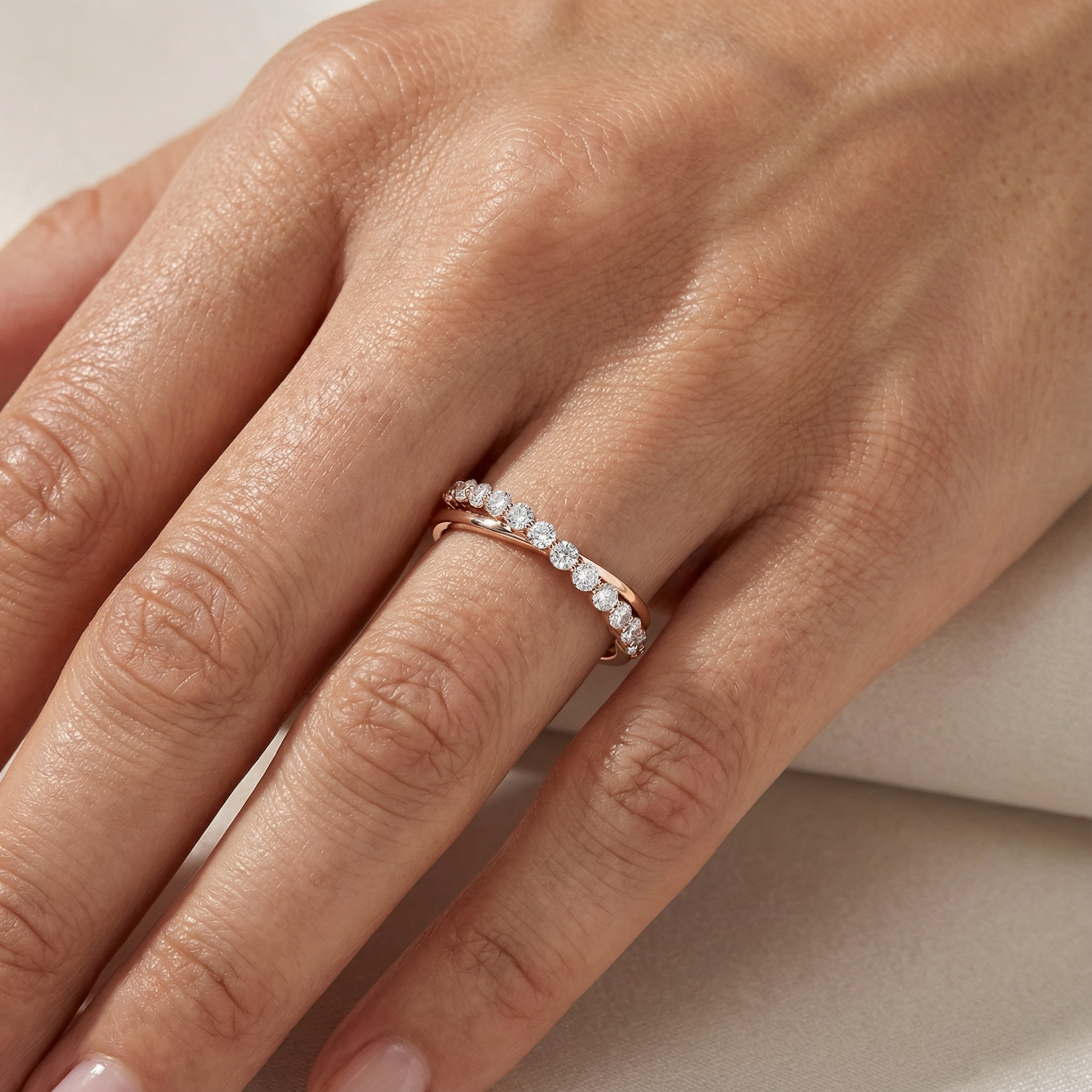 0.35ct lab diamond jewelry clasp and setting detail, 10K rose gold